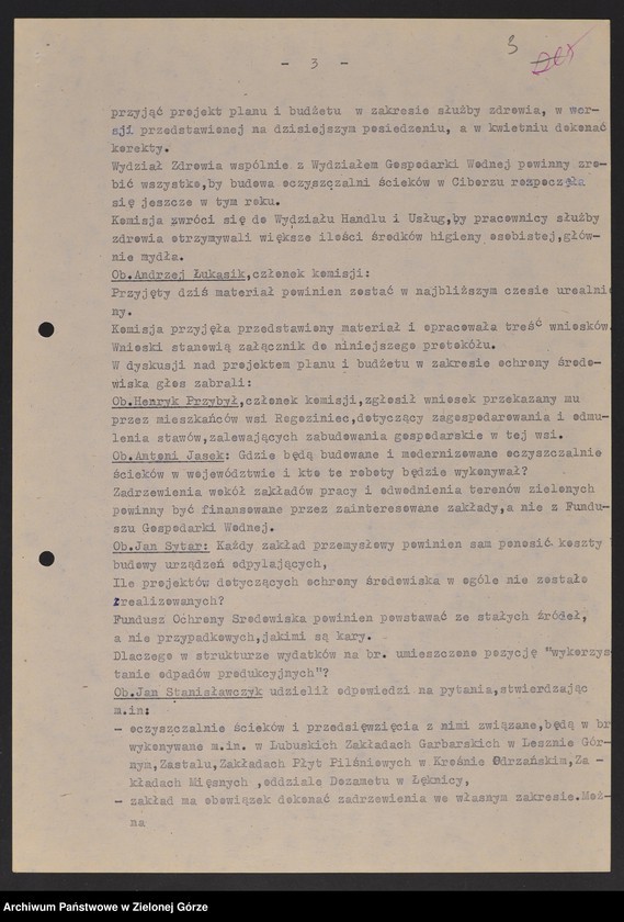 image.from.unit.number "Protokóły z posiedzeń Komisji Zdrowia, Spraw Socjalnych i Ochrony Środowiska Wojewódzkiej Rady Narodowej w Zielonej Górze"