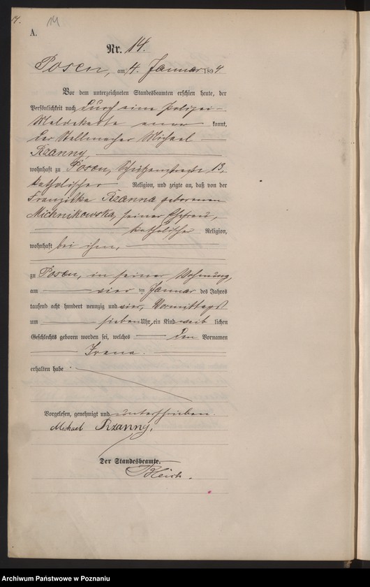 Obraz 17 z jednostki "Księga urodzeń t. I"