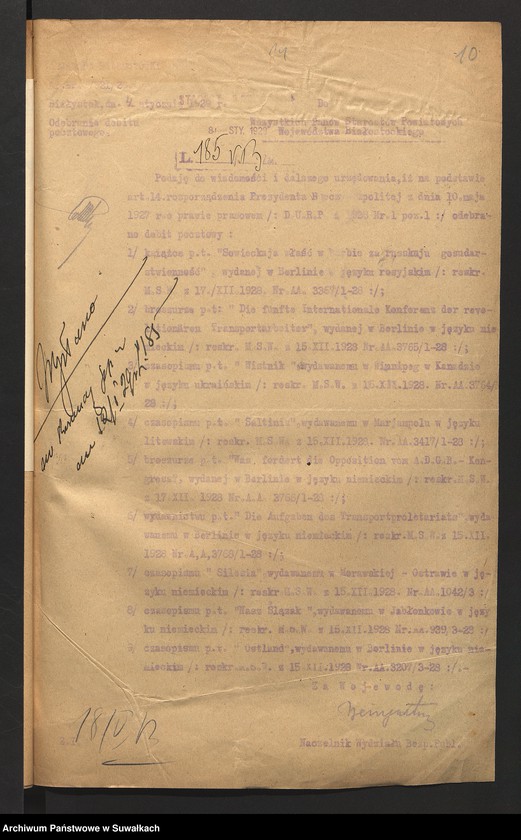 image.from.unit.number "[Korespondencja i zarządzenia dotyczące mutacji prasy lokalnej]"