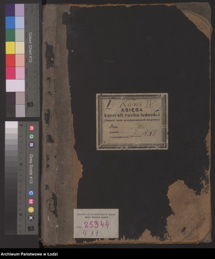 Obraz 2 z jednostki "Księga kontroli ruchu ludności (rejestr osób przybywających do gminy) Łódź, komisariat IV, ks. I, nr 1-3076"