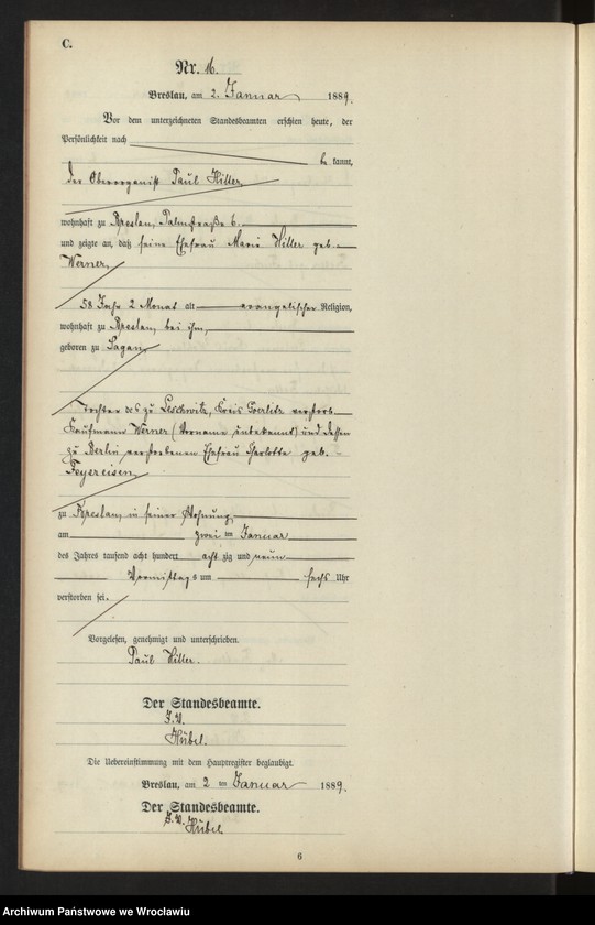 image.from.unit.number "Sterbe-Neben-Register Breslau II 1889 Band 1"