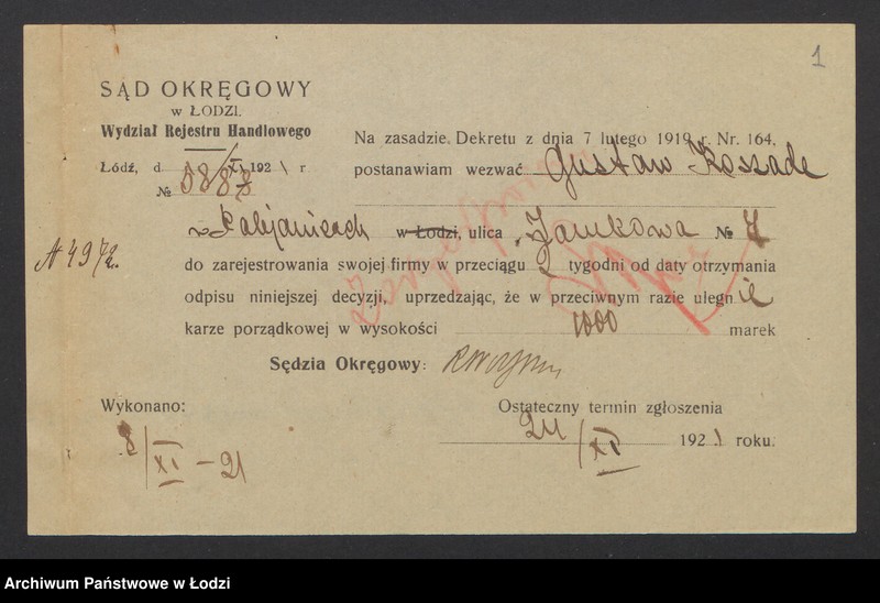 Obraz 3 z jednostki "Gustaw Koszade – kupno i sprzedaż przędzy i odpadków"