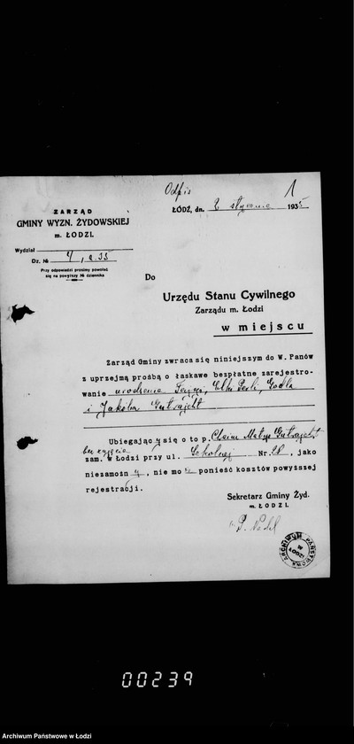 Obraz 5 z jednostki "Akta dotyczące spraw Urzędu Stanu Cywilnego"