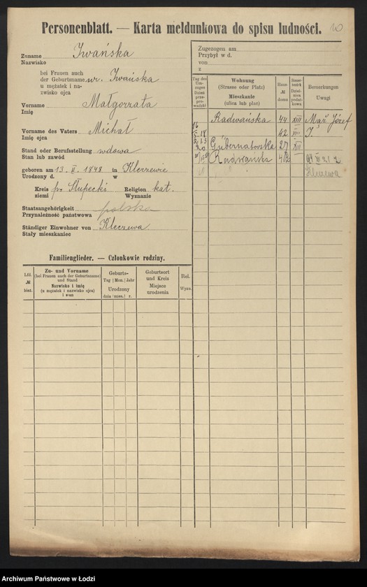 Obraz 12 z jednostki "[Spis ludności Łodzi] Iwanowicz - Izydorowicz"