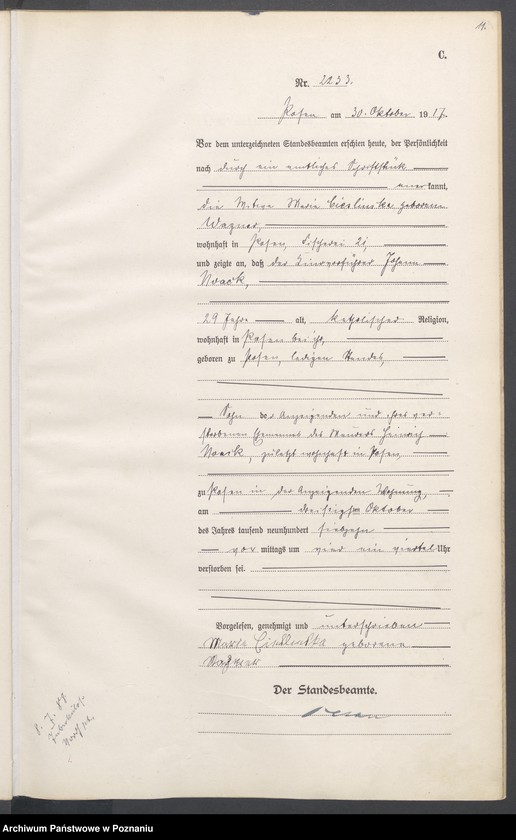 Obraz 13 z jednostki "Księga miejscowa zgonów tom V [Rejestr główny zgonów]"