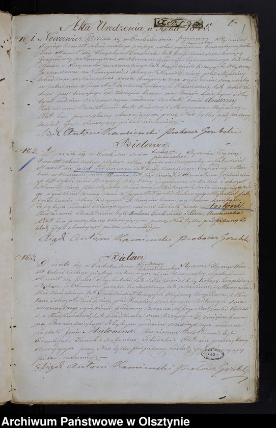 image.from.unit.number "Duplikat Aktów Urodzenia, Zaślubień, Zeńścia z Parafii Grzebskiey za Rok 1845"
