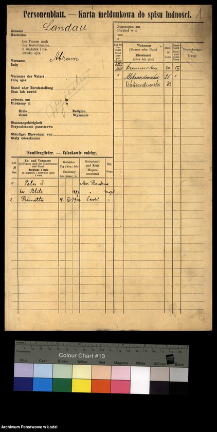 Obraz 3 z jednostki "[Spis ludności Łodzi] Landau - Landman"