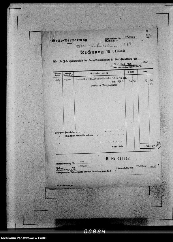 Obraz 6 z jednostki "339 Filztiefel U-Z.[Korespondencja i zamówienia]"