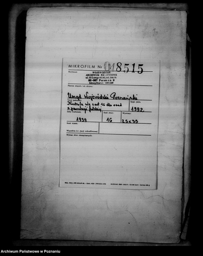 Obraz 2 z jednostki "Kontrola ulg z art.. 16 dla osad z parcelacji polskiej"