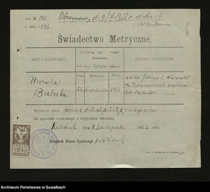 image.from.unit.number "Dokumenty Zaślubionych Smolańskiej parafii z 1922-1923 r."