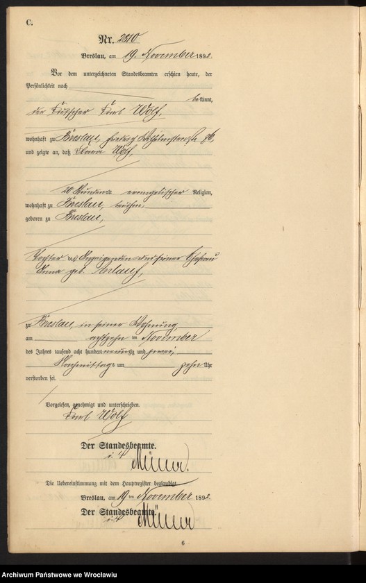 image.from.unit.number "Sterbe-Neben-Register Breslau I 1892 Band 8"