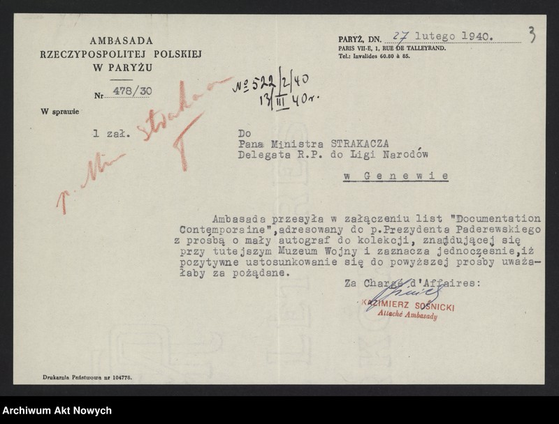 Obraz 5 z jednostki "Ambasada R.P. w Paryżu; L.4 (odpowiedzi)"