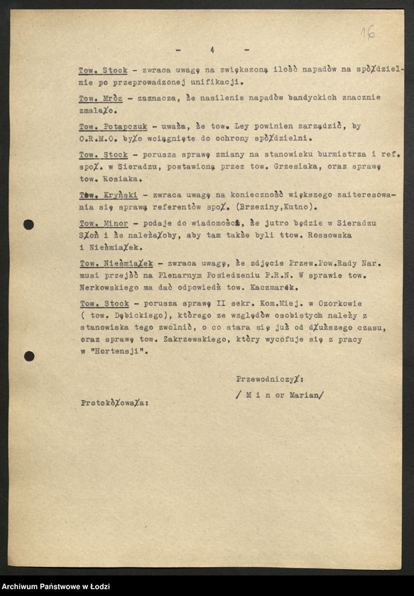 Obraz 17 z jednostki "Egzekutywa [protokóły z posiedzeń]"