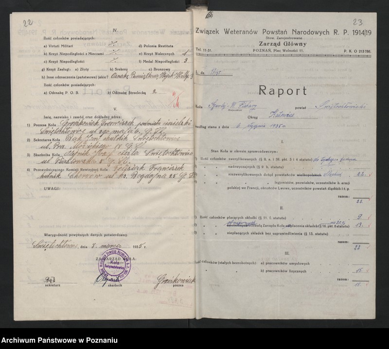 image.from.unit.number "Raporty ze stanu kół okręgu pomorskiego i śląskiego Związku Weteranów Powstań Narodowych Rzeczypospolitej Polski."