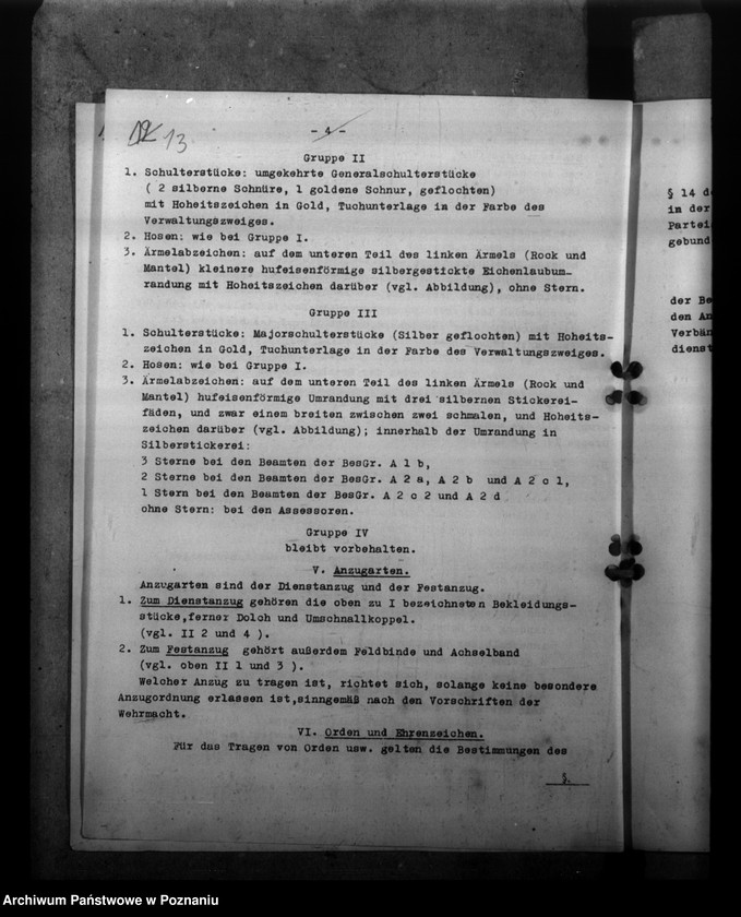 Obraz 17 z jednostki "Beamtenunform. Mitarbeit mit der Posenschen Feuersozietät. Personalstandserhebungen"