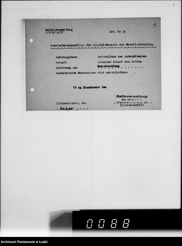 Obraz 7 z jednostki "Auslieferungsaufträge [na dostawę maszyn i artykułów metalowych do Getta]"