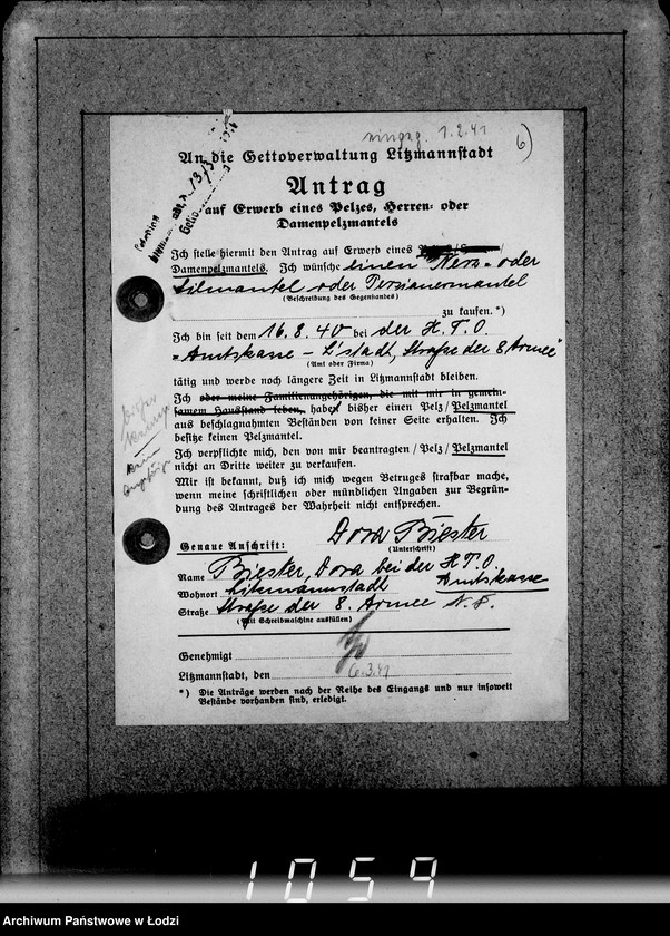 Obraz 18 z jednostki "Kasse u.Erledigte Anträge. Einnahmen von Pelzwaren"