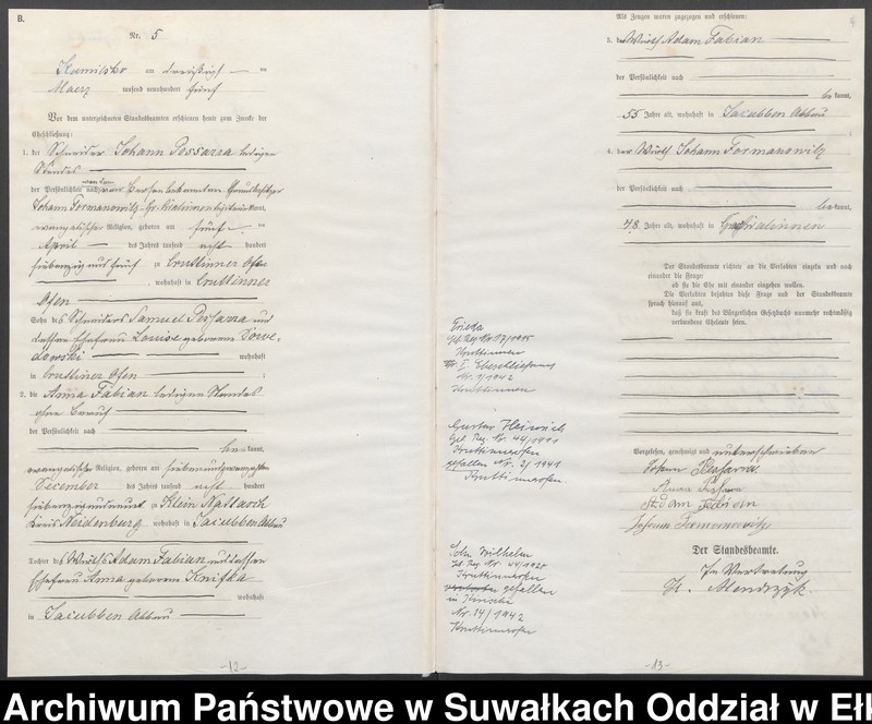 image.from.unit.number "Heirats-Haupt-Register des Königlichen Preussischen Standes-Amtes Kumilsko Kreis Johannisburg"