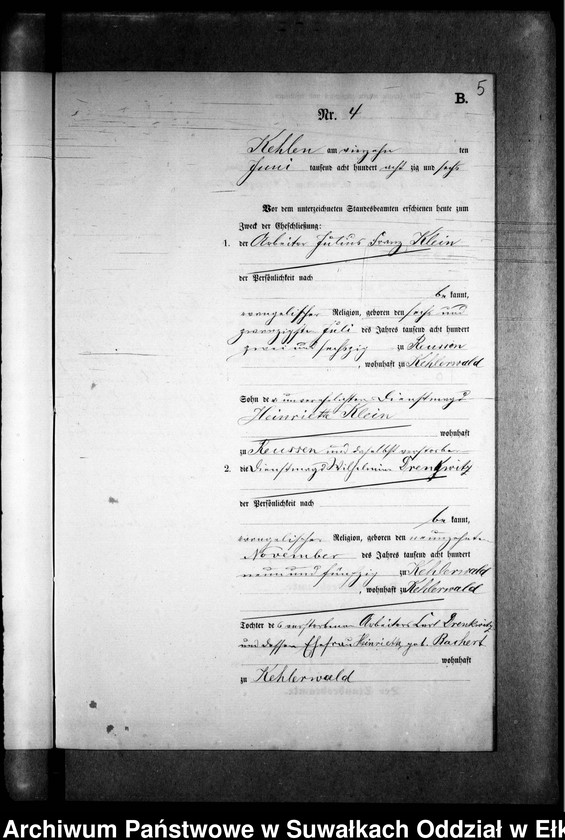 image.from.unit.number "Heiraths-Neben-Register des Preussischen Standes-Amtes Kehlen Kreis Angerburg"