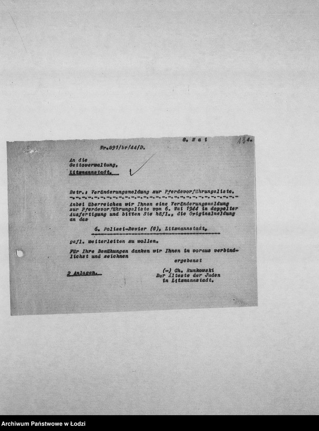 Obraz 16 z jednostki "Veränderungs-Meldungen [Korespondencja PSŻ z GV w sprawie pogłowia końskiego]"