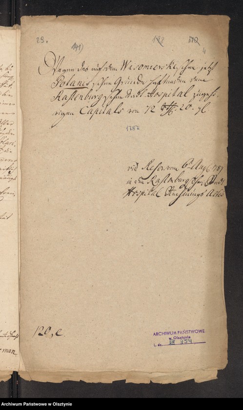 image.from.unit.number "In S. [Sachen] des Vorstehers der Vorstadtschen Kirche in Rastenburgschen Christian Zimmermann wegen gebethenen Salarii aus der Dortigen Kirchen Caße"