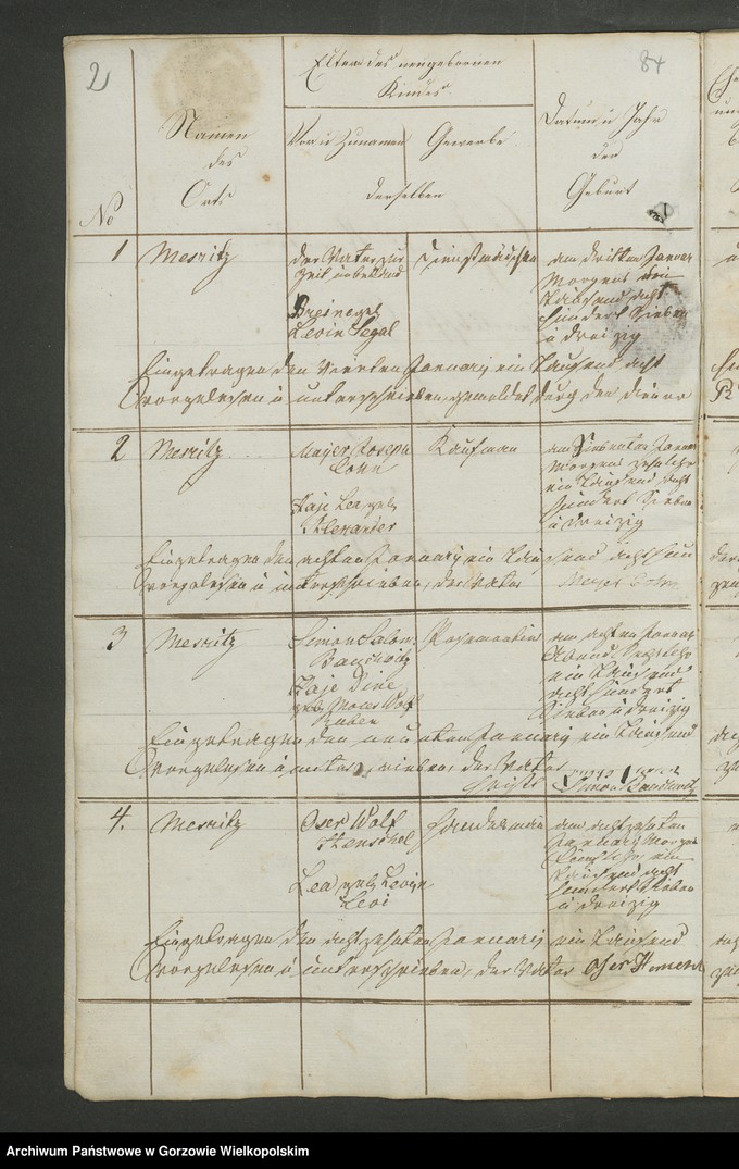 Obraz 5 z jednostki "Personenstandsregister der israelitischen Corporation zu Meseritz von Jahre 1837"