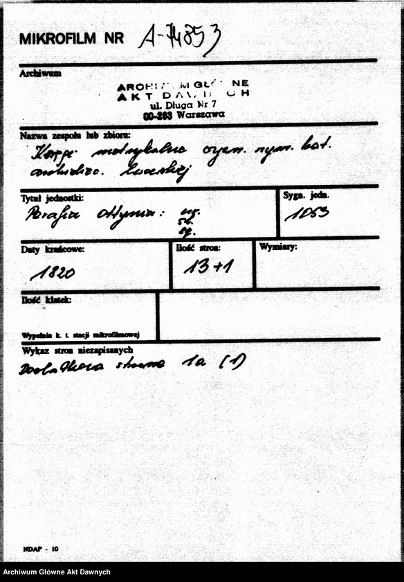 image.from.unit.number "Parafia: Ottynia. Dekanat: Stanisławów. Ekstrakty z księgi metrykalnej urodzeń, ślubów i zgonów dla miasta Ottynia i wsi: Uhorniki, Czeremchów, Grabicz, Odaje, Majdan Średni*, Tarnawica Polna**, Glinki*, Mołodyłów*, Krasiłówka, Zakrzewcze, Krzywotuły, Strupków, Hawryłówka."