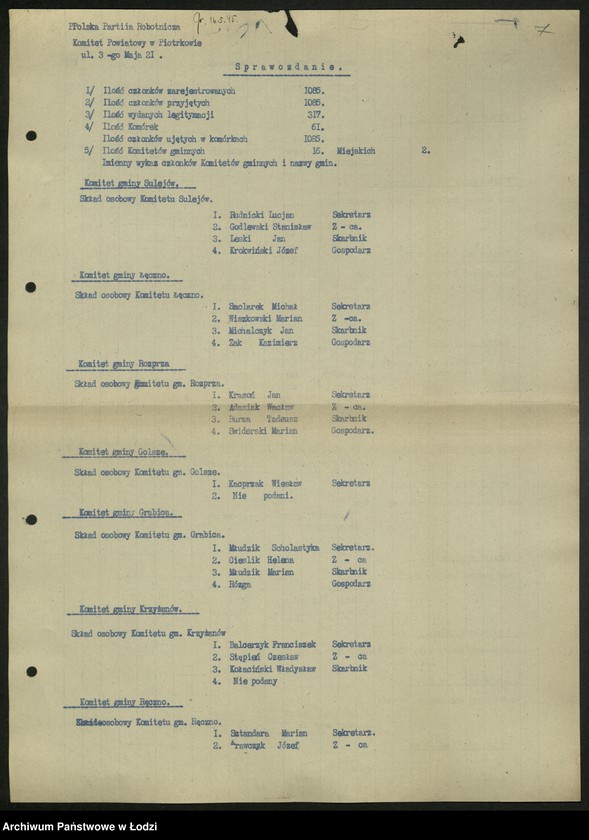 Obraz 8 z jednostki "Ankiety sprawozdawcze instruktora Komitetu Powiatowego Piotrków Trybunalski [z załącznikami]"