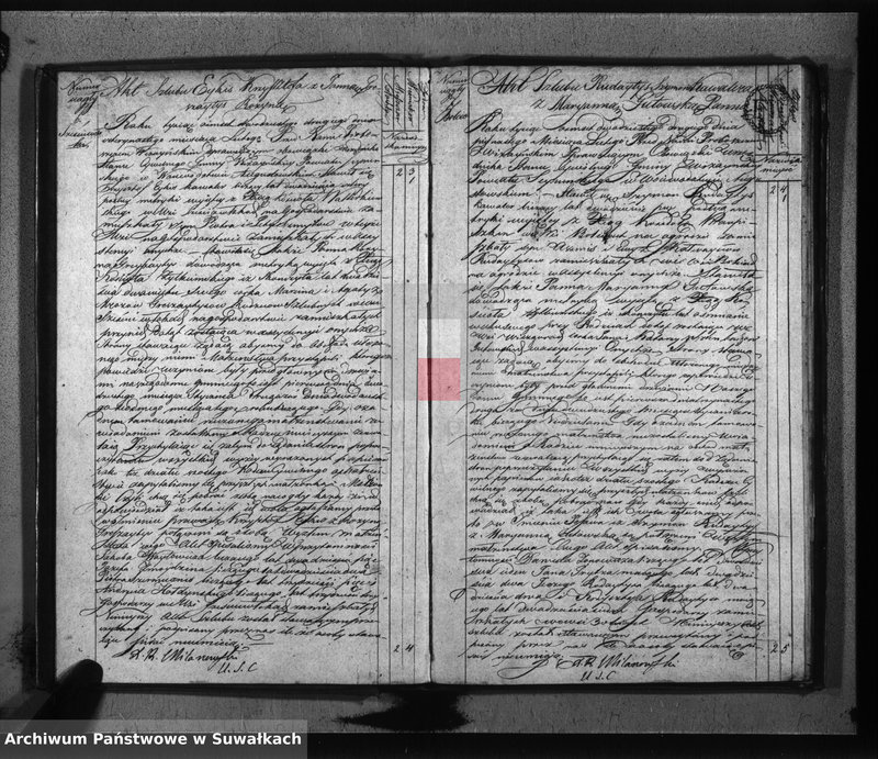 image.from.unit.number "Akta zaślubionych gminy wiżańskiey obwodu seyneńskiego, województwa augustowskiego od dnia 1-go miesiąca stycznia do dnia ostatniego miesiąca grudnia 1822 roku"