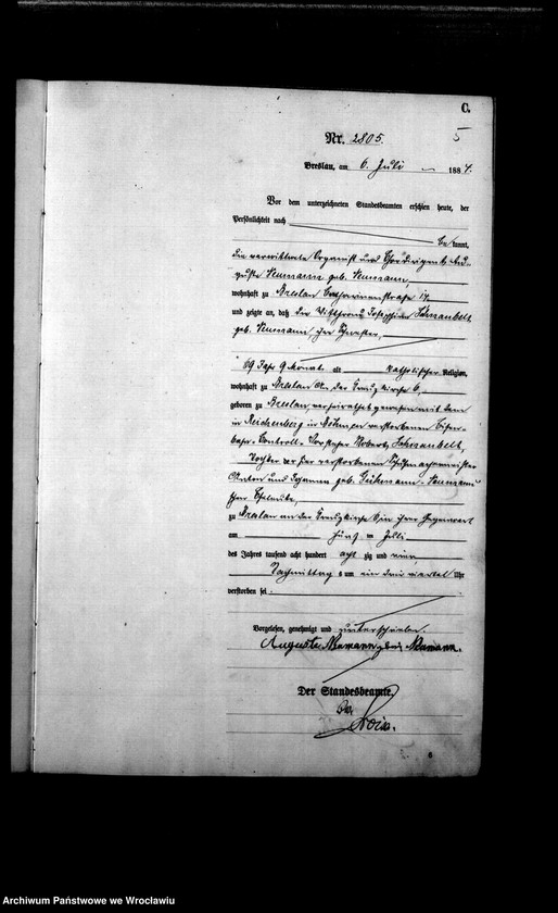 image.from.unit.number "Sterbe-Haupt-Register Breslau I 1884 Band 8"