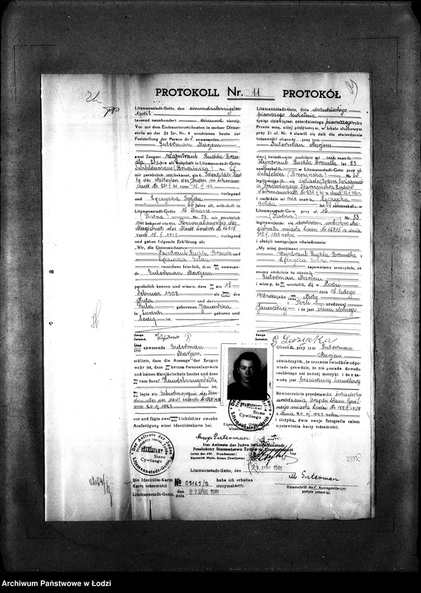 Obraz 14 z jednostki "[Protokoły stwierdzające na podstawie zeznań 2 świadków personalia i tożsamość osób ubiegających się o kartę tożsamości]"
