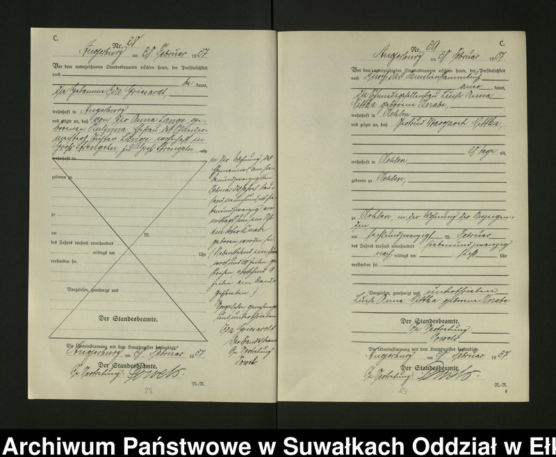 image.from.unit.number "C2. Sterbe = Register (Neben = Register) Standesamt Angerburg einschl. d. Standesamtsbez. Gr. Strengeln, Kehlen und Prinowen]"