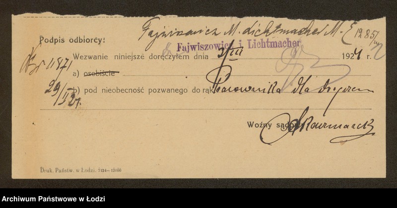 Obraz 4 z jednostki "Fajwiszowicz i Lichtmacher- sprzedaż manufaktury i jedwabiu"