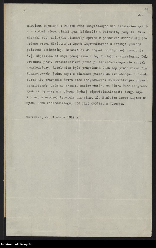 image.from.unit.number "Memoriały, dotyczące terytorium i granic Polski, m.in. złożonej przez R. Dmowskiego na Konferencji Pokojowej; 5 map, m.in. z linią Komisji I. Cambon
