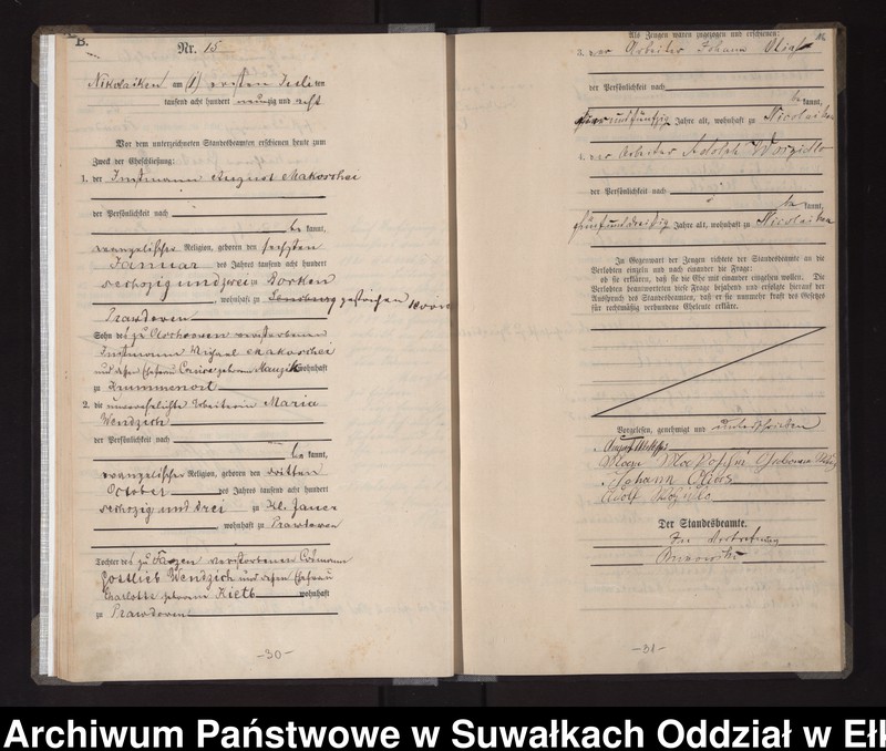 image.from.unit.number "Heiraths-Haupt-Register des Königlichen Preussischen Standes-Amtes Nikolaiken Kreis Sensburg"