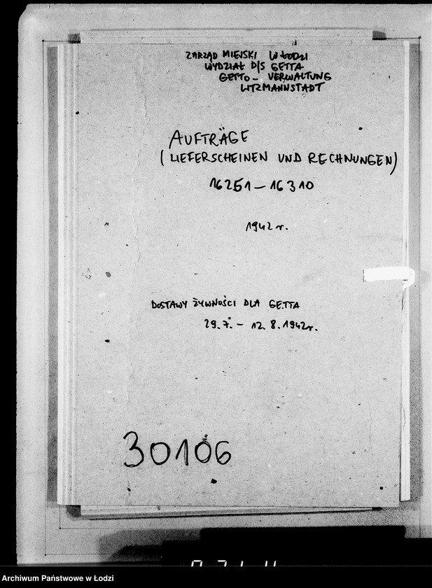 Obraz 4 z jednostki "Aufträge, [Lieferscheinen und Rechnungen] 16251-16310 [Dostawa żywności do Getta]"