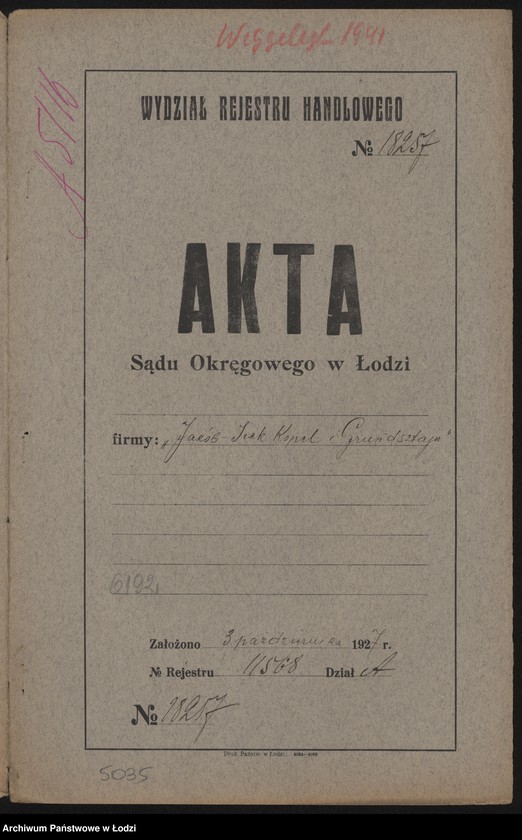Obraz 2 z jednostki "Jakób Icek Kopel i Grundsztajn- odlewnia metali"