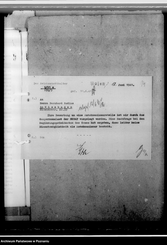 Obraz 18 z jednostki "Strengert, Rudolf und Rodius, Bernhard - Bewerbung als Amtskommissar"