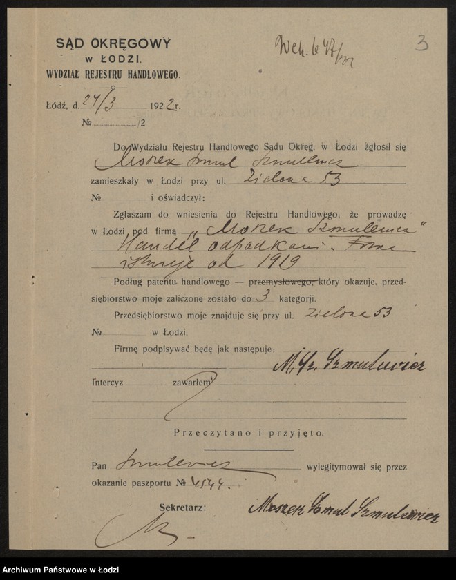 Obraz 5 z jednostki "Szmul Moszek Szmulewicz- handel odpadkami"