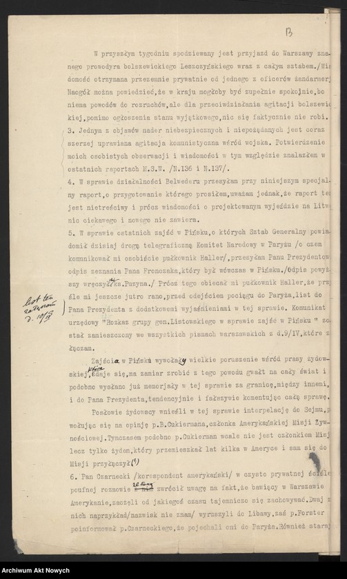 image.from.unit.number "Raporty polityczne, wiadomości różne z Warszawy i Paryża; "Pro Memoria""