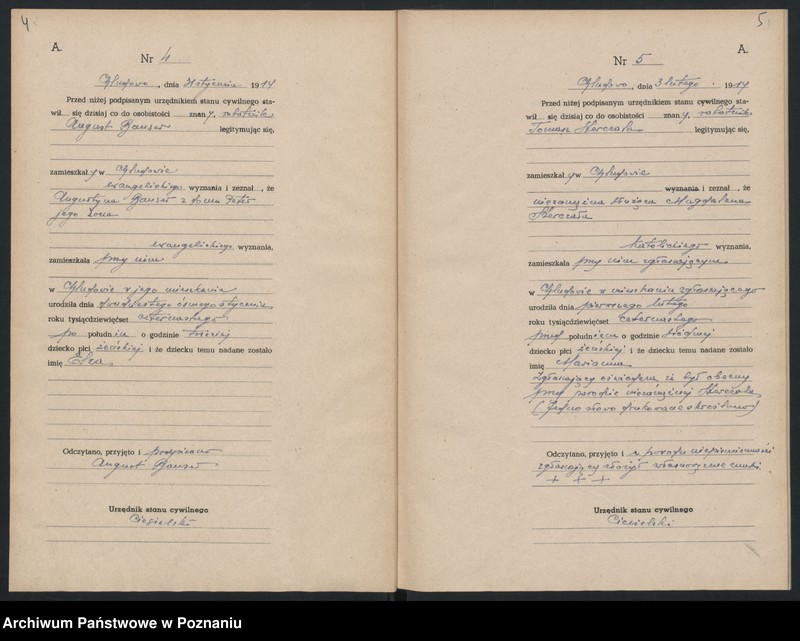 Obraz 5 z jednostki "Księga urodzin [Rejestr poboczny urodzeń]"