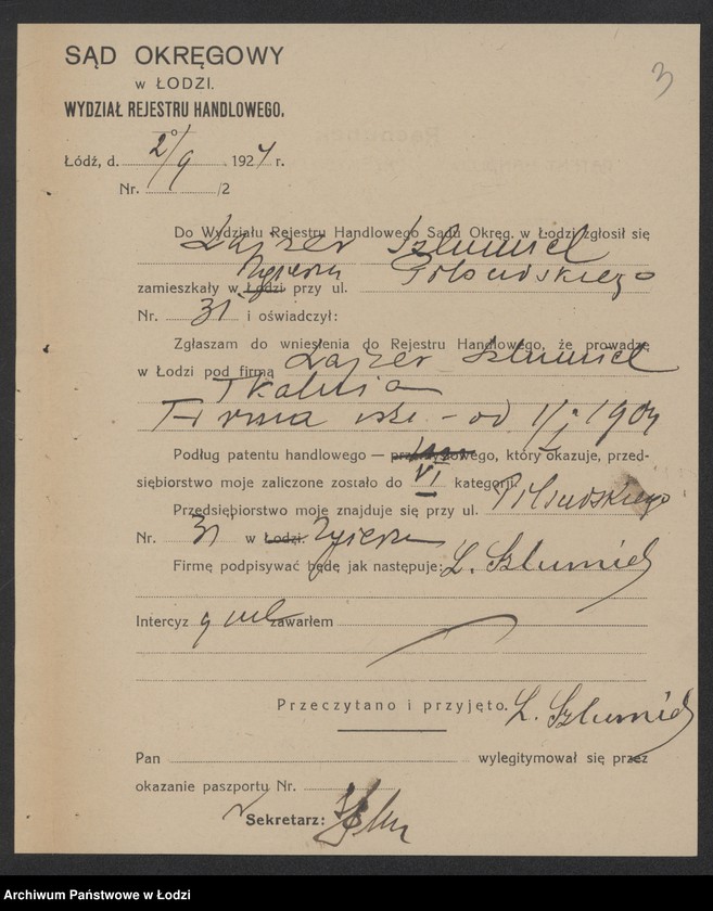 Obraz 5 z jednostki "Lajzer Szlumiel- tkalnia- Zgierz"