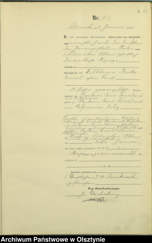image.from.unit.number "Sterbe-Haupt-Register Tom I,Nr 1 - 399"