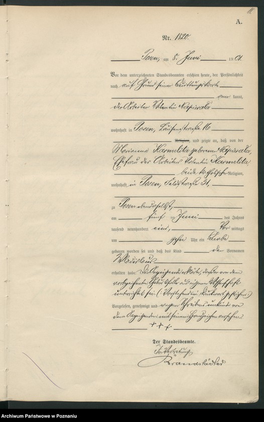 Obraz 14 z jednostki "Księga miejscowa urodzeń t. IV"