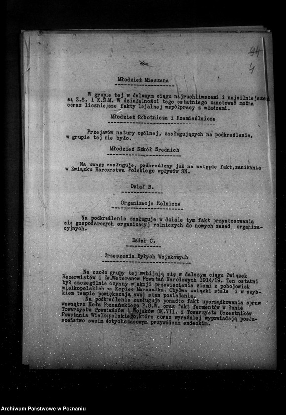 Obraz 8 z jednostki "Sprawozdanie kwartalne z życia polskich legalnych stowarzyszeń i związków za okres od 1 stycznia 1935 r. do 30 września 1935 r."