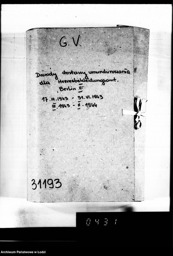 image.from.unit.number "[Dowody dostawy umundurowania dla] Heeresbekleidungsamt Berlin II"