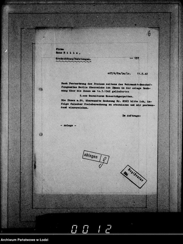 Obraz 10 z jednostki "[Korespondencja z urzędami, instytucjami i firmami]"