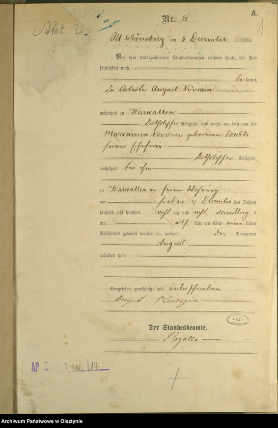 image.from.unit.number "Geburts-Haupt-Register Nr 81 - 88"