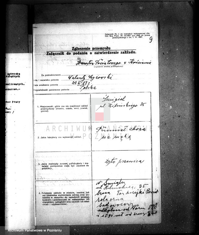 Obraz 14 z jednostki "Zatwierdzenie zakładu przemysłowego młyna Firmy Czyżowski w Śmiglu"