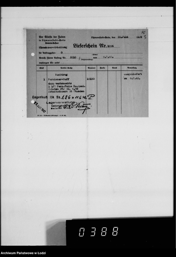 Obraz 7 z jednostki "Kürschnerei. [Zamówienia, rachunki i świadectwa dostaw]"